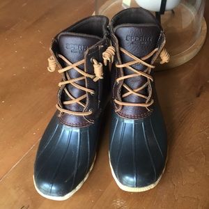 Sperry Saltwater Leather Waterproof Rubber Duck Boots Womens 7.5